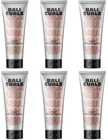 BALI CURLS Deep Repair Mask 6x200ml – Vegane Haarmaske mit Sheabutter, Kokosöl & Avocadoöl – Tiefenpflege für Locken & trockenes Haar – Mit Ylang-Ylang-Extrakt