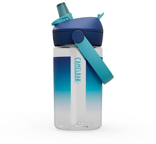 CamelBak Thrive Flip Straw Kids Bite Valve Water Bottle 14oz, Blue Haze | Easy Drinking Kids Can MasterMess‑Reducing Design for ParentsLightweight and Durable BuildComfortable for Small Hands