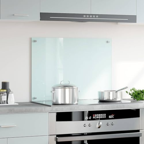 Mokuyary Kitchen Splashback, White, 70 x 50 cm, Tempered Glass, Anti-Splash Hob Panel for Kitchen, Stove & Tiles, Heat Resistant Glass Top, Easy to Clean