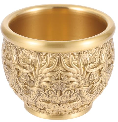 Amosfun Cuenco de Bronce para Ofrendas y Decoración de Escritorio, Cuenco Chino Estilo Tradicional para Uso en Hogar y Oficina