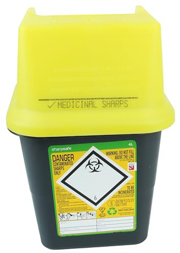 Biohazard Sharps Large Medical Bin 4 Litre Box