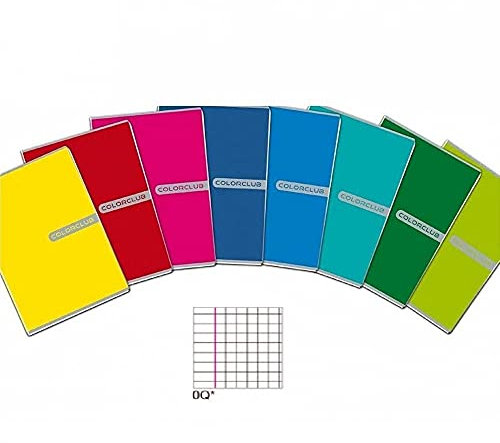 Blasetti Confezione da 10 quaderni A4 80 g rigatura 0q 5 mm con margini a quadretti in colori assortiti