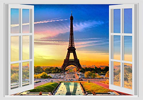 GamesMonkey Paris Eiffel Tower Wandaufkleber 70x100 cm 3D Wand Wandtattoo Gold Realistisch Vinyl