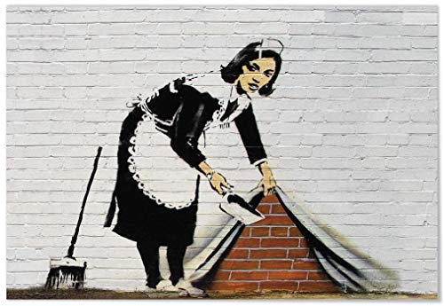 Panorama Poster Graffiti Banksy Druck Maid Sweeping it Under The Wall 50x70cm - Gedruckt auf 250g-Papier - Street Art Papierplakat Wohnzimmer - Bilder Schlafzimmer