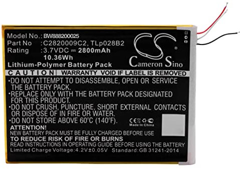 vhbw 1x Akku Ersatz für Alcatel TLp028BD, TLp028B2, C2820009C2, TLp028BC für Tablet Pad (2800 mAh, 3,7 V, Li-Polymer)