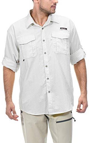 Little Donkey Andy UV-Schutzfaktor 50+ Sonneschutzhemd Langarm Angelhemd Herrenhemd Atmungsaktiv Schnell Trocknend Weiß XL