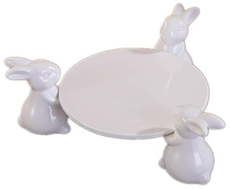 YBK Tech Tortenständer aus Porzellan, Motiv: Hase, 30,5 cm