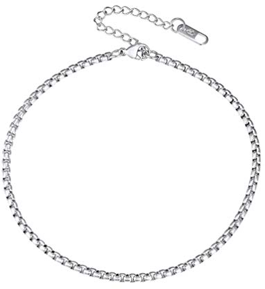 PROSTEEL Fußkette klassische Edelstahl Ankerkette Erbskette Fußkettchen 3mm 22+5cm verstellbar Fußband Unisex Sommer Schmuck Accessoire für Männer Frauen Jungen Mädchen