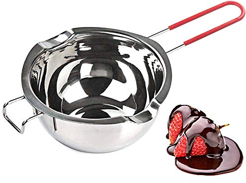 [New Upgrade] Stainless Steel Double Boiler Pot 600ML with Heat Resistant Handle for Melting Chocolate, Butter, and Candle Making - 18/8 Steel Universal Insert …