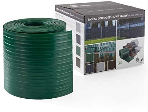 Quest Sichtschutzstreifen für Doppelstabmatten aus Hart PVC - Sichtschutz Windschutz für Zaun im Garten Balkon Terrasse – Höhe: 19cm, Länge: 2,525m – 900g/m2 (10 Streifen x 2,525m, Grün)
