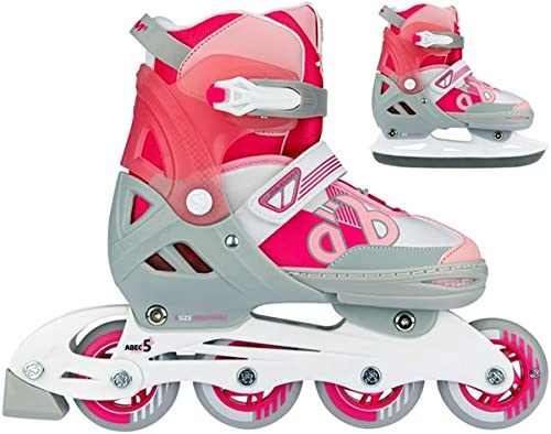 Nijdam Skates Combo Adjustable - Bold Berry - Fuchsia/Silver Grey/White/Pink - 29-32