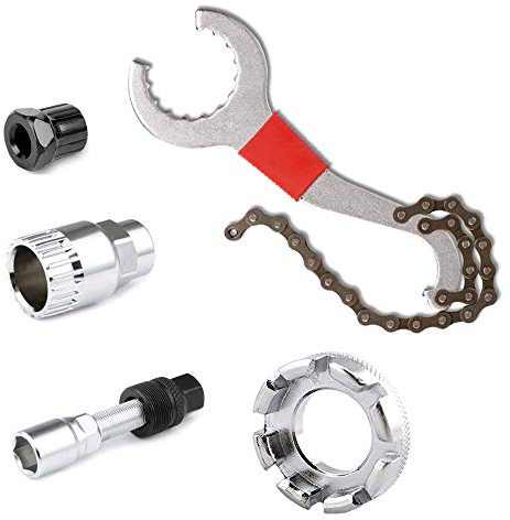 KJLEEN Fahrrad Kassette Werkzeug Multifunktiona Tretlager Werkzeug Kettenpeitsche Fahrrad Reparatur Werkzeug Set 5-11 Fach Kompatibel Kurbel Kette Achse Demontage Werkzeug