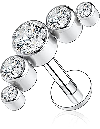 AROWRO 16G Labret Studs Lip Rings G23 Titan Monroe Lip Piercing Schmuck Innengewinde Helix Tragus Knorpel Conch Ohrring Frauen Mädchen Piercing Schmuck CZ 6mm
