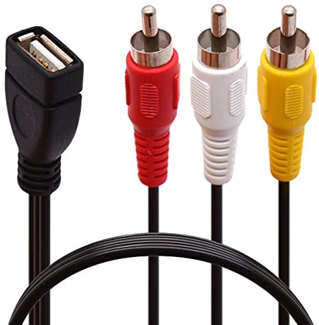 Tomost - Cavo da USB a 3 RCA, con attacco da USB 2.0 femmina a 3 attacchi maschio RCA; cavo video con adattatore per videocamera per televisore, PC, DVD (1,5 m di lunghezza)