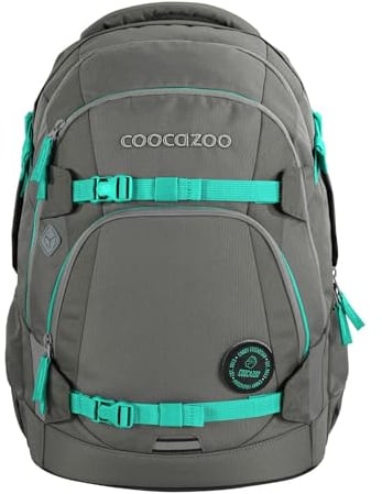 coocazoo Schulrucksack Mate „Fresh Mint”, grau-Mint, ergonomischer & anpassbarer Tornister, höhen- & größenverstellbar, mit Brustgurt & Hüftgurt, ab der 3. Klasse
