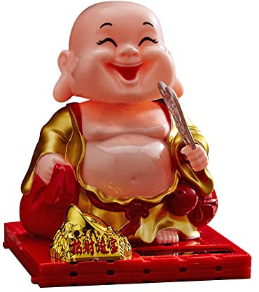 iSpchen Auto Armaturenbrett Dekoration Kleine Mönche Kopfschütteln Spielzeug Figur Statue Puppe Solar Wackelkopf Ornamente Auto Home Schreibtisch Ornament Verzierungen Dekorationen