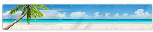 MuchoWow® Balkon Sichtschutz Sichtschutzmatte Balkonbanner Abdeckung für Terrasse Balkon Windschutz Blickdicht Wetterfest 500x90 cm Sommer - Palme - Strand - Tropisch