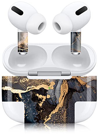 Finest Folia Aufkleber Set kompatibel mit Apple AirPod Pro kabellose Bluetooth Kopfhörer und Ladecase Vinyl Folie Skin Design Cover passgenau R190 (Pro, 09 Marmor graublau)