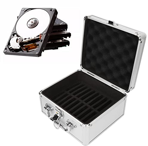 2,5-Zoll-Festplattengehäuse mit 20 Einschüben, Festplatten-Tragetasche, HDD Aufbewahrungsbox Koffer mit Schloss 2 Schlüssel, Stoßfester Schutzkasten für Festplattenlaufwerke (Keine Festplatte)