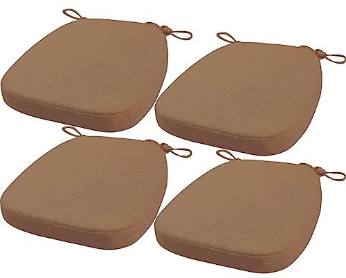 Orumrud 40x38x33CM(3CM Dicke) Stuhlkissen, Gartenstuhl Sitzkissen, Esszimmerstuhl Sitzkissen, waschbar, mit Reißverschluss, Riemen, rutschfestes Sitzkissen für Gartenstuhl (Licht Braun 4 Stück)