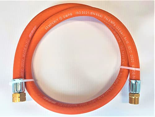ZaTeChS Propan Butan Gasschlauch 200cm (2m) | Ø9mm | 3/8 Zoll LKS Anschluß mit Schnellkupplung | bis -30°C | Propangasschlauch | Gas Hose für Camping, Gasgrillgeräte