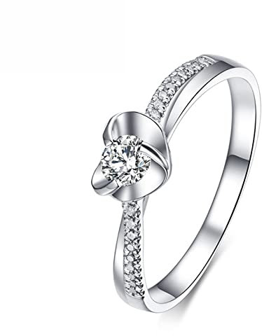 950 Platin Ringe Frauen, Fidget Ring Damen Weiß Herz 0,09 ct Diamant Personalisierte Versprechen Ringe Schmuck