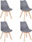 Megaastore Esszimmerstühle mit Massivholz, Modernen Esszimmerstühlen Skandinavisches Retro-Design l Eleganter Küchenstuhl für Esstisch oder Wohnzimmer (4er Set, Grau)