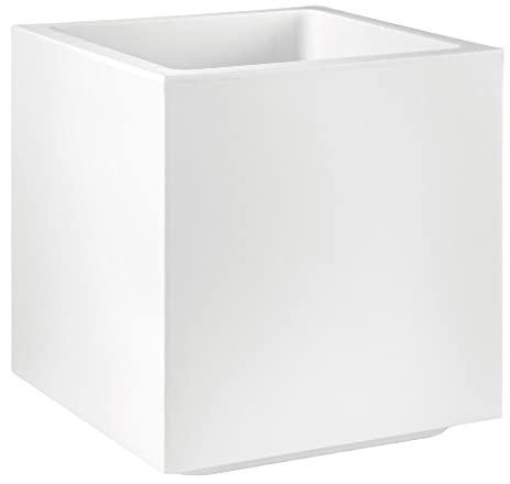 Ve.ca Vaso fioriera QUADRATO CUBO MATHERIA in plastica CON RUOTE 50CM VECA COLORE BIANCO AMDGarden