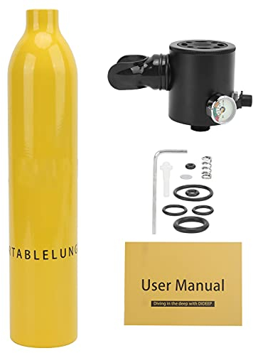 VBESTLIFE 0,5 L Tauch Tank Ausrüstung, 5-10 Minuten Backup-Luft-Tauch-Sauerstoff-Zylinder mit Tauch Regler für Unterwasser-Erkundung Tauch-Sightseeing (Sauerstoffflasche gelb)