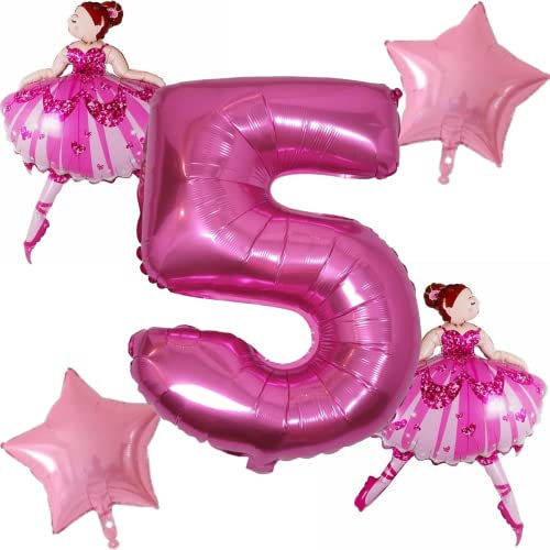 DIWULI Ballerina Geburtstag 5 Jahre - Ballerina Luftballons