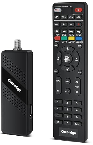OWERSLYN NEW FULL HD 1080P Freeview Box Receiver & HD USB Recorder Digital TV Set Top Box Tuner DVB-T2 Terrestrial Analogue to Digital TV Converter, HDMI/AV Output, USB/PVR, 2in 1 Remote Control