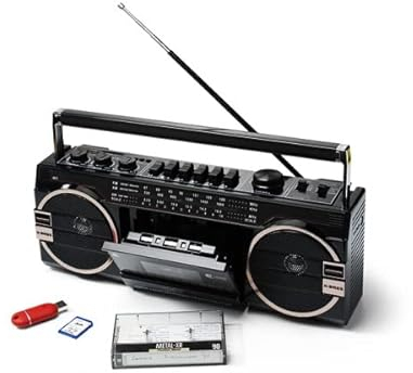 Radiokassettenrecorder schwarz Mit UKW/MW/LW-Radio, USB- und SD-Slot!