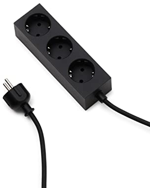 Pedestal Power Bar Steckdosenleiste 2m mit Magnetischem Boden (Schwarz) - Praktische Stilvolle Mehrfachsteckdose 3-Fach Magnetisch - Magnetische 3 Fach Steckdose - Power Strip 3-Way