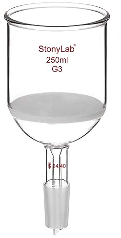 stonyLab Embudo de Filtración Buchner, de Vidrio Borosilicato, con Disco de Filtro Fino (G3) Y Junta Estándar Inferior 24/40, 250 ml