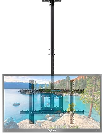 Sylvox Decken-TV-Halterung, verstellbare TV-Halterung für 81,3–165,1 cm (32–65 Zoll) große Fernseher, universelle Halterung für schräge und flache Decken, hält bis zu 35 kg, max. VESA 600 x 400 mm,