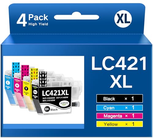 WYFYINK LC421 XL Patronen mit Brother LC421 LC421XL Druckerpatronen Kompatibel für Brother DCP-J1050DW MFC-J1010DW DCP-J1140DW (4er-Pack)