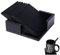 RICHSUM Juego de 6 posavasos de piel, protección de mesa y escritorio contra derrames, resistentes y antideslizantes, ideales para tazas y tazas de café de cristal, 10 cm (cuadrado negro)