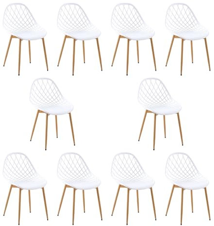 buybyroom chaises Salle Manger Lot de 10 Chaise scandinave avec Pieds en métal Chaise Salon Cuisine Confortable Chaise Salle a Manger, Noir