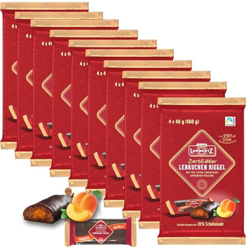 10x Lambertz Lebkuchen Riegel Zartbitter 4x40g (160g) | 1600g