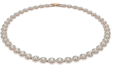 LINWILTFC Round Classic Diamond Necklace for Women with Adjustable Extension Buckle, Mother's Day Christmas Birthday Gift (Rose Gold)