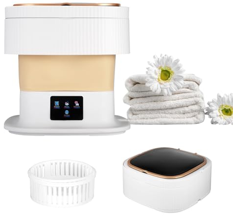 Mini lavatrice pieghevole - Lavatrice portatile da 40 W con asciugatrice e Blu-ray - Piccola e portatile, 3 modalità di pulizia, capacità 10 litri - per campeggio, viaggi, camper, dormitori(Khaki)