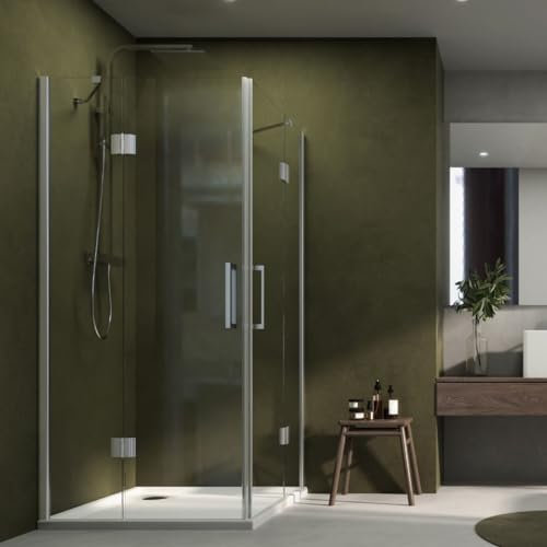 Cabina doccia Angolare Giglio 2 Ante Cristallo 8 mm Trasparente Box Doccia da Montare ad Angolo (cm 67-69x87x89 x H 195)