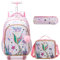 HTgroce Schulranzen Mit Rollen Schulranzen Trolley Mädchen Rucksack Mit Rollen Rolling Backpack School Bag Trolley Grundschüle Kinderkoffer