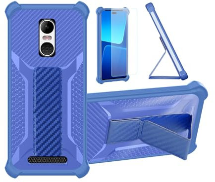 Custodia per brondi AMICO SMARTPHONE XS Cover Custodia Case Ibrida [Con protezione dello schermo in vetro temperato] [supporto magnetico pieghevole] [resistente alle impronte digitali smerigliato] Blu