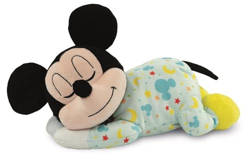 Clementoni Disney Baby Mickey Plüschfigur - Schlafender Baby Mickey mit Licht und Sound, Super-weiches Plüschtier, Beruhigendes Nachtlicht für Babys, Ab 0 Monaten