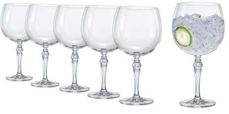 Rona2serve Gin Tonic Gläser-Set 630 ml I 6er Set Cocktail-Gläser aus bleifreiem Kristallglas I Große Ballon-Gläser 6 Stück stoßfest I spülmaschinenfest