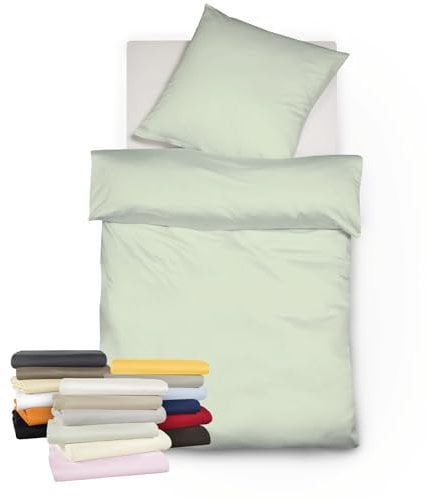 liebling Bettwäsche Interlock Jersey 155 x 220 cm, Farbe pastellgrün, Bettbezug aus 100% Baumwolle, edler Glanz, waschbar 60 Grad, Ökotex 100
