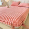 LDLCYCN Velvet Fitted Sheet Thicken Mattress Protector Soft Warm Bed Cover with Deep Pocket of 7.9In Bed Sheet Mattress Cover Full Wrap Elastic Band Dustproof Mattress Pad,rose,150 * 200cm(QUEEN)