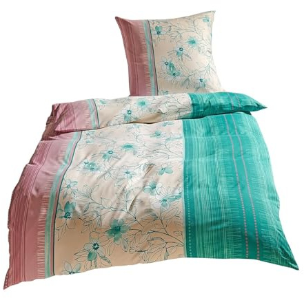 Traumschlaf Mikrofaser Bettwäsche Set Fiori | 155x220 cm + 1 Kissenbezug 80x80 cm | Bunt & Floral | Pflegeleicht, Atmungsaktiv & Hautfreundlich | Ideal als Ganzjahresbettwäsche