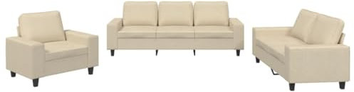 Willood 2 Sitzer + 3 Sitzer Sofa + Sessel Couch Gästesofa fürs Wohnzimmer Schlafzimmer Gästezimmer Modern Creme